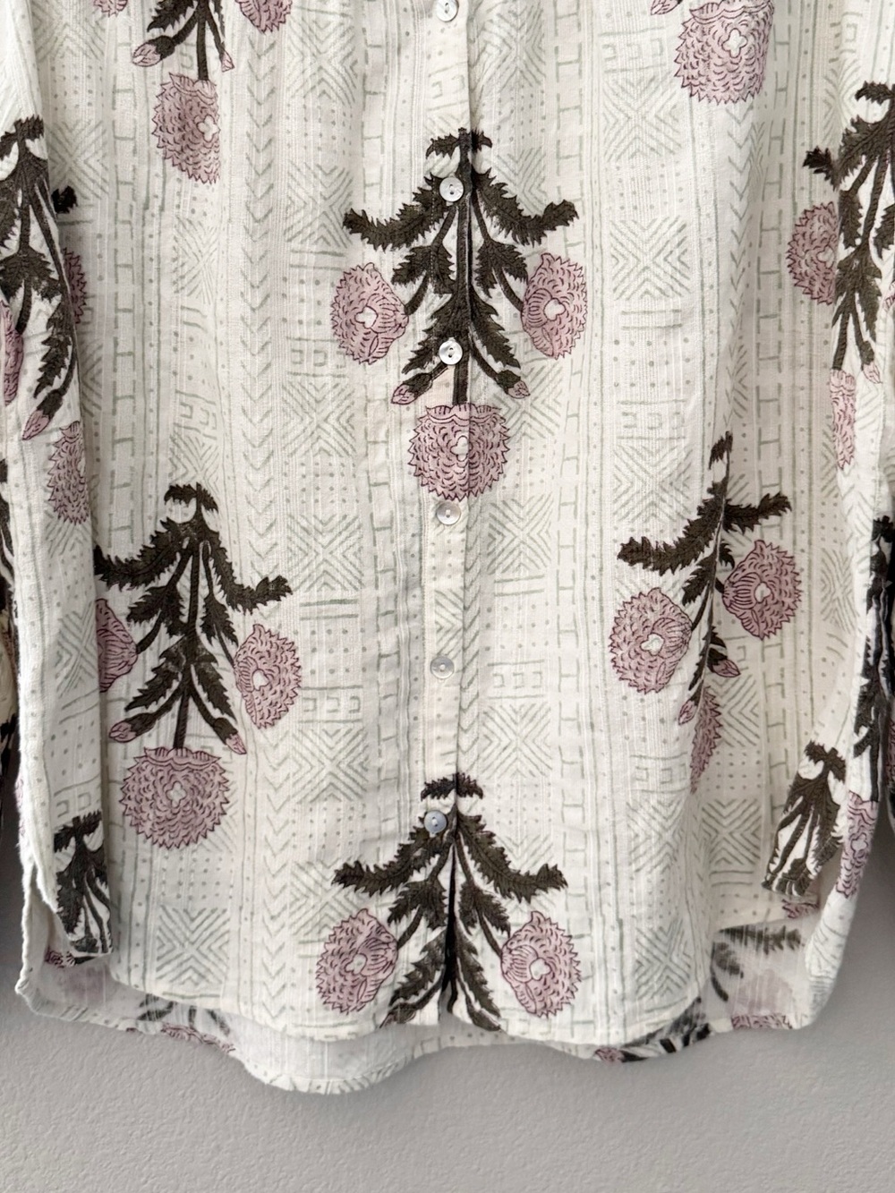 Alix of Bohemia Kiki Triple Bloom Shirt Small Cotton Boxy Relaxed Floral Boho - Picture 7 of 13